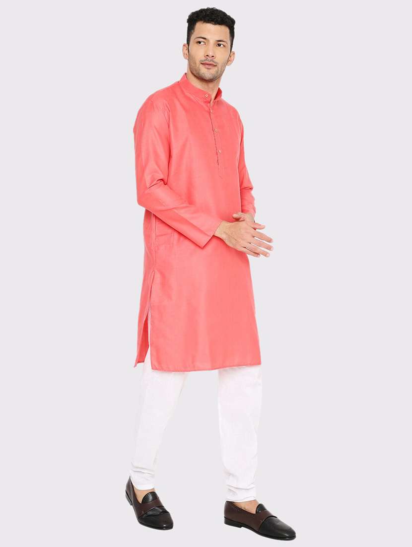 men solid mandarin neck long kurta - 21598186 -  Standard Image - 1