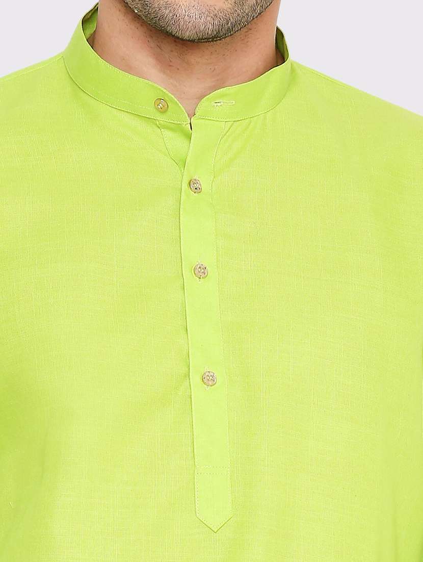 men solid mandarin neck long kurta - 21598187 - Standard Image - 4