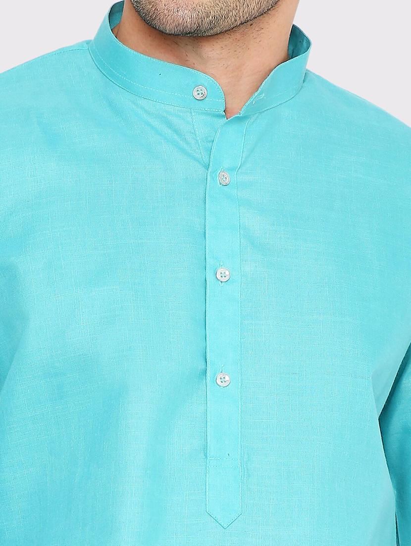 men solid mandarin neck long kurta - 21598190 - Standard Image - 4