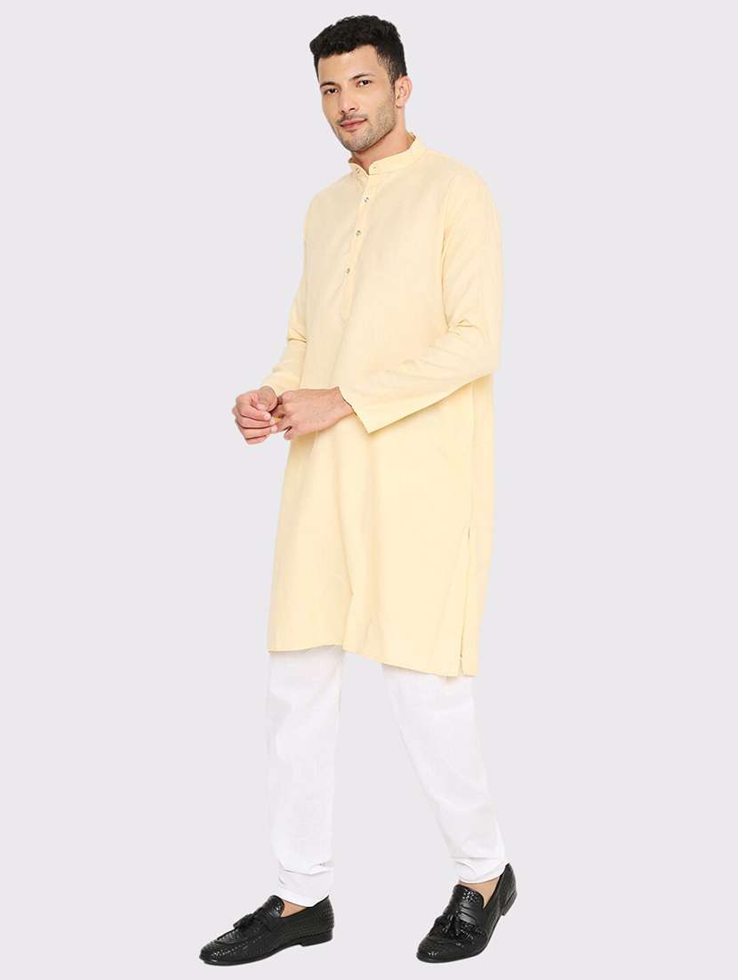 men solid mandarin neck long kurta - 21598191 - Standard Image - 1