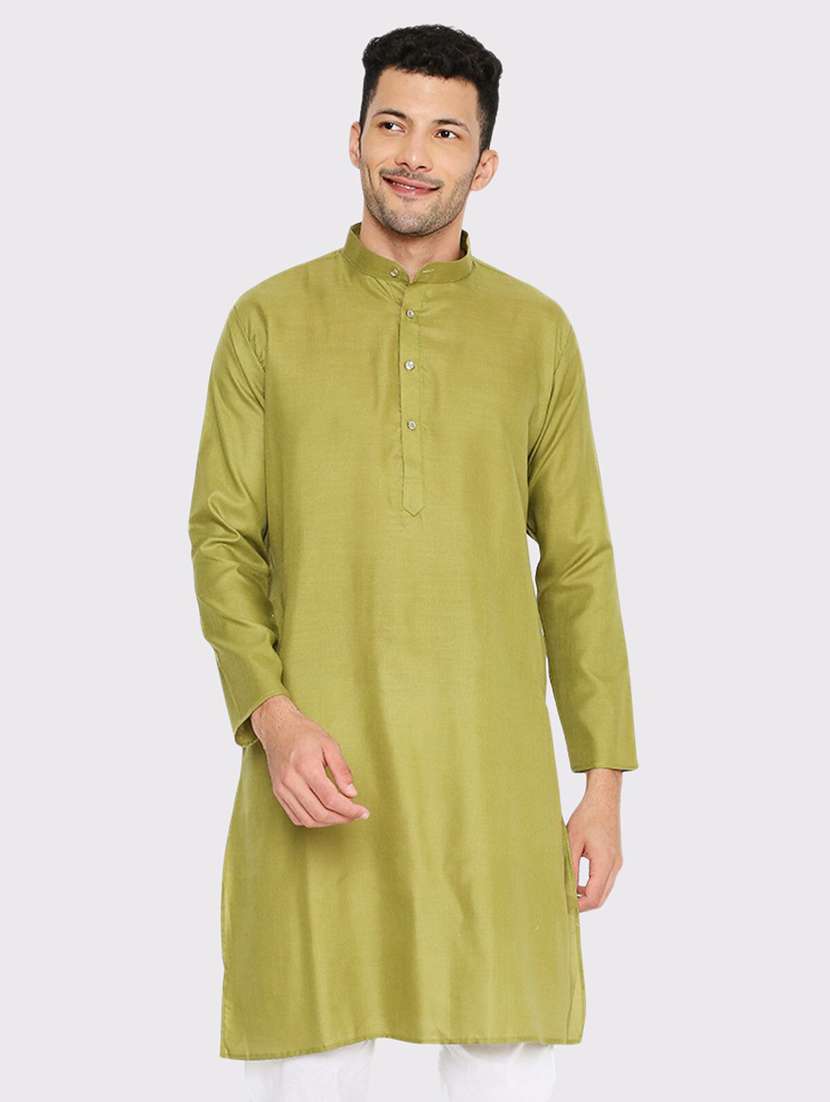 men solid mandarin neck long kurta