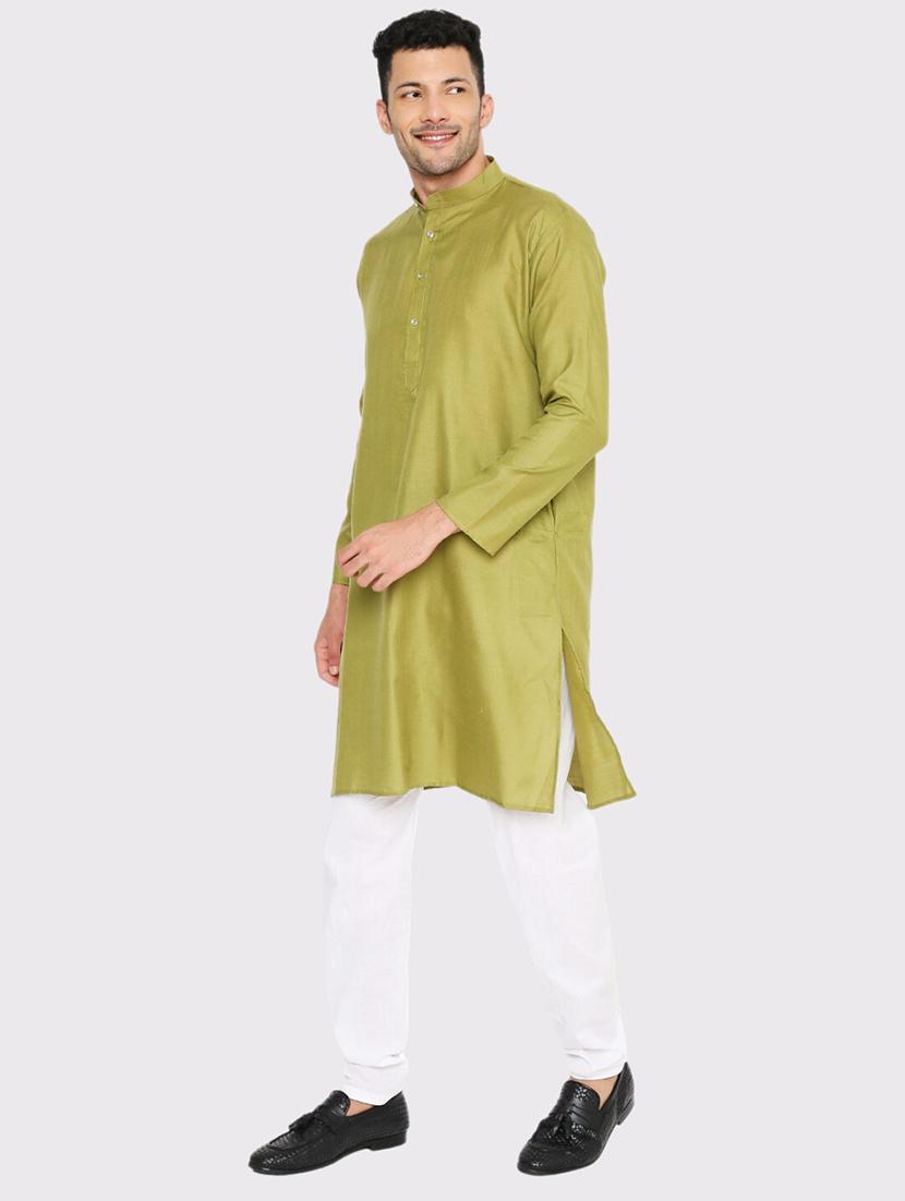 men solid mandarin neck long kurta - 21598192 - Standard Image - 1