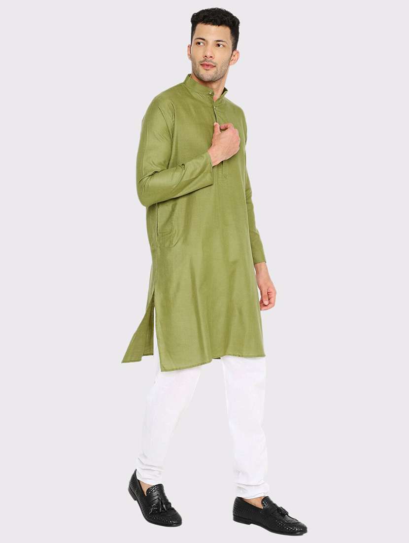 men solid mandarin neck long kurta - 21598195 -  Standard Image - 1