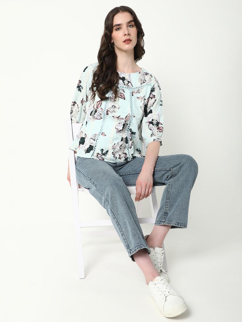 women floral print round neck a-line top - 21598199 - Standard Image - 6