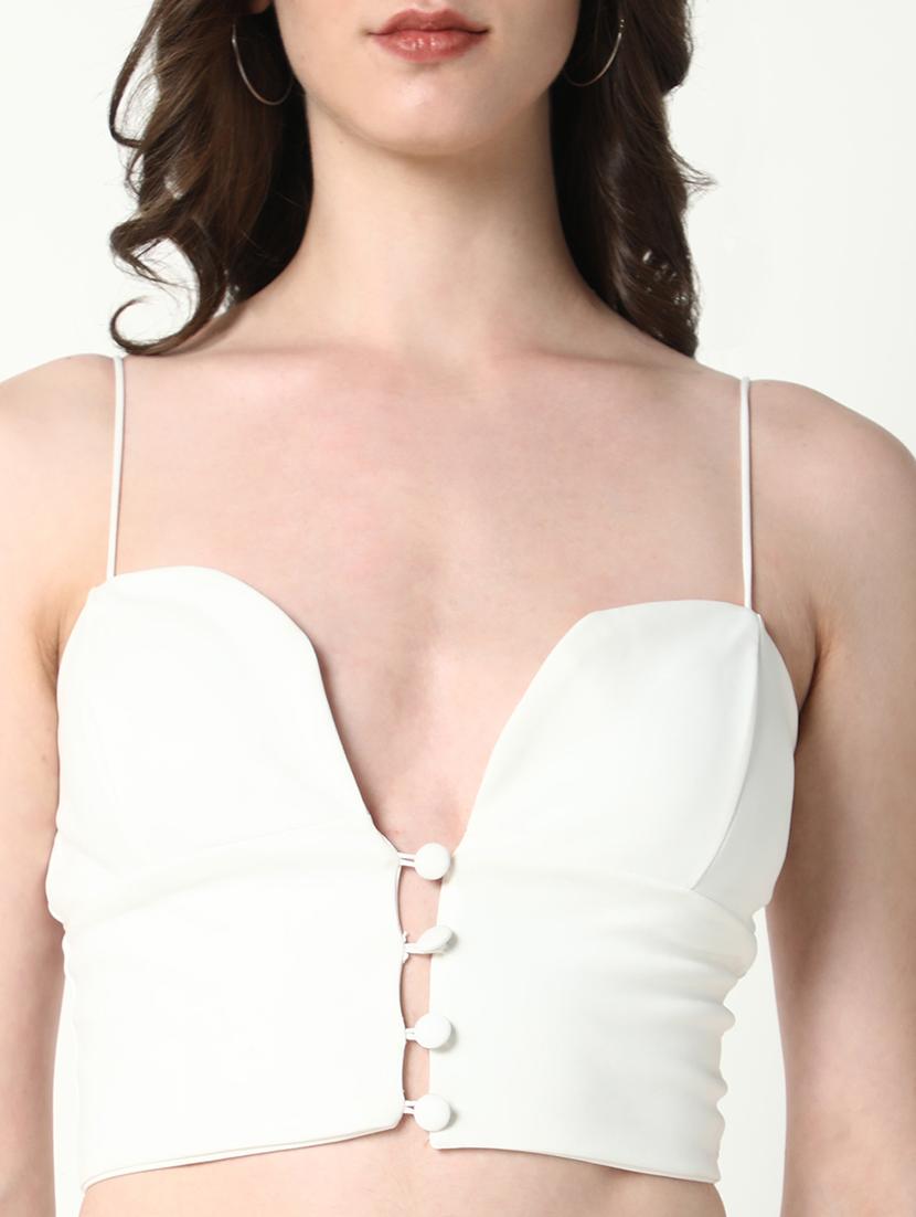 women solid shoulder strap crop top - 21598203 - Standard Image - 6