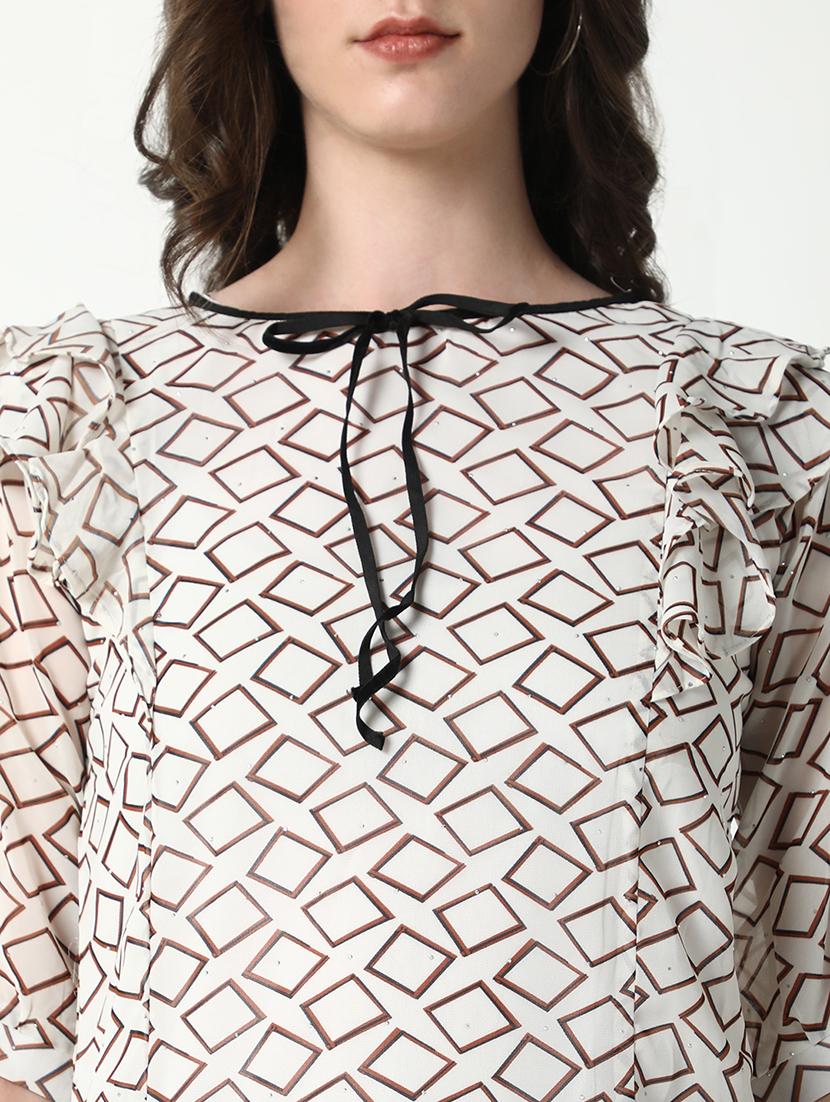 women geometric printed round neck top - 21598207 - Standard Image - 6