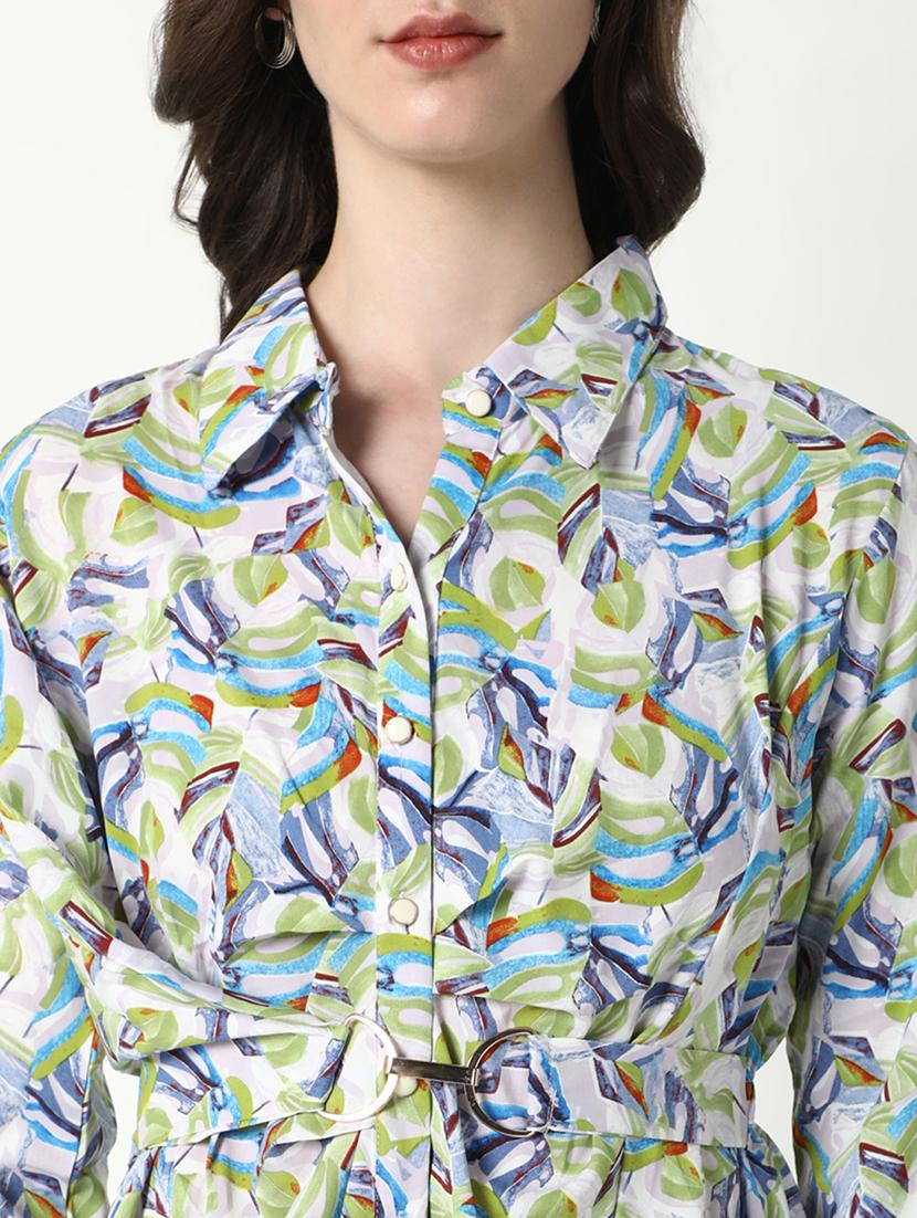 women printed collared a-line top - 21598210 - Standard Image - 6