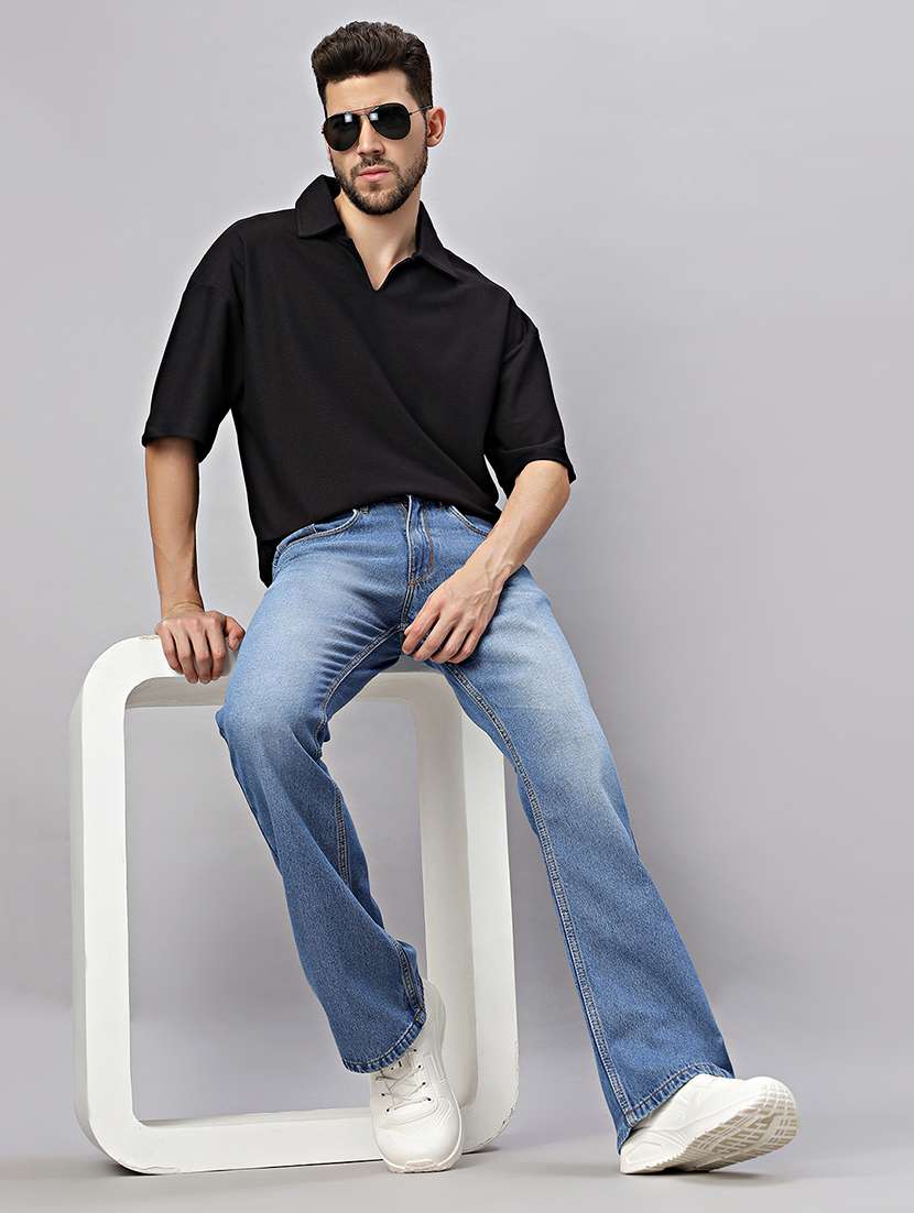 men plaim mid rise bootcut jean - 21598214 -  Standard Image - 4