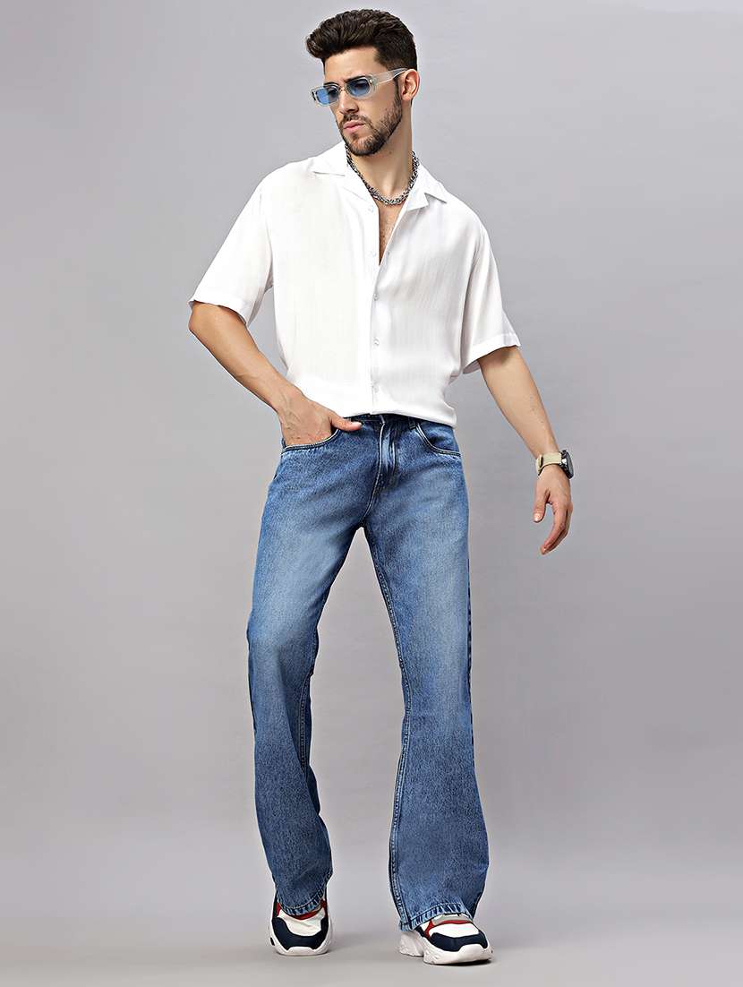 men plaim mid rise bootcut jean - 21598215 -  Standard Image - 4