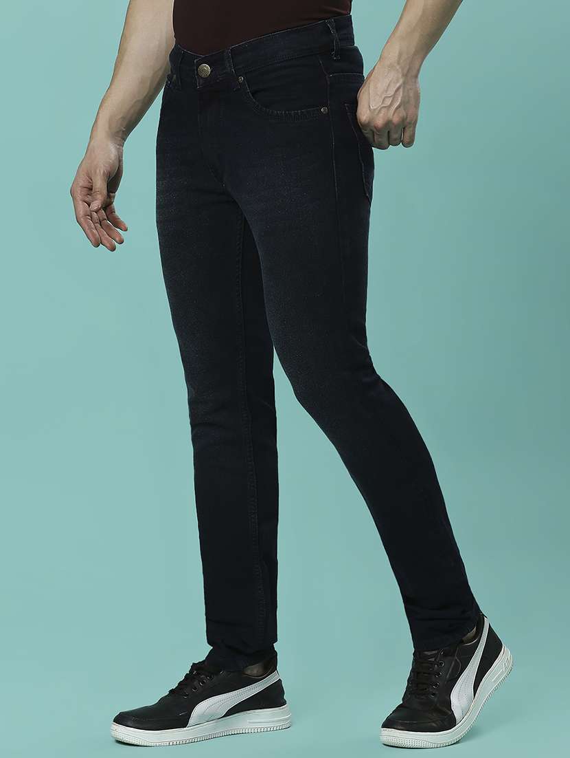 men plain slim fit high rise jeans - 21598219 -  Standard Image - 1