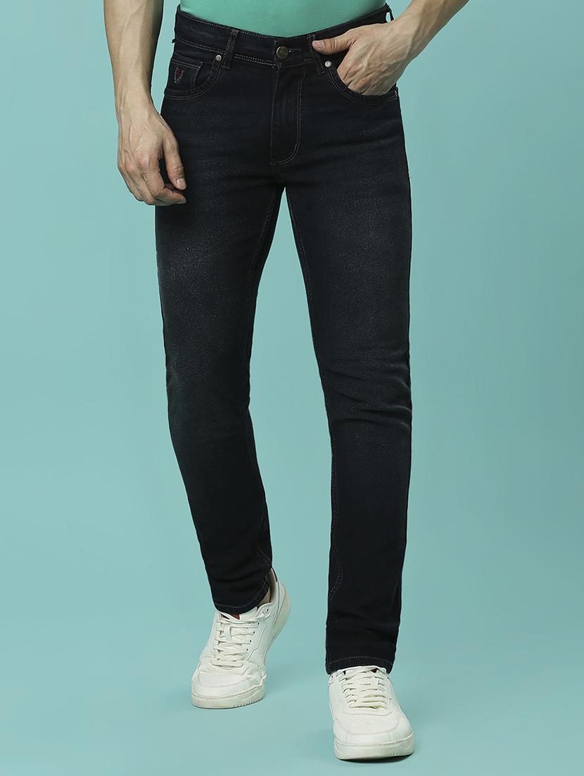 men plain slim fit high rise jeans