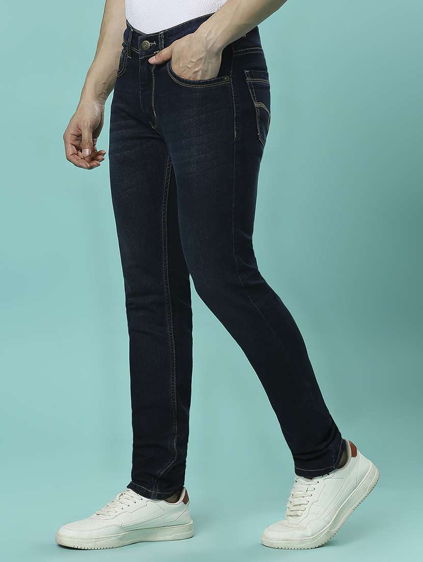 men plain slim fit high rise jeans - 21598221 -  Standard Image - 1