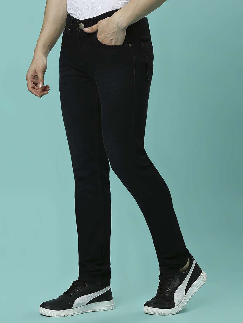 men plain slim fit high rise jeans - 21598222 -  Standard Image - 1