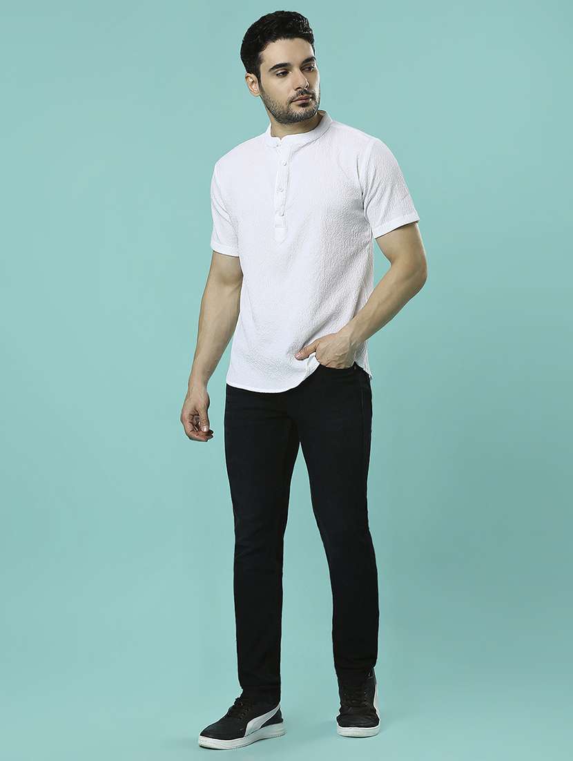 men plain slim fit high rise jeans - 21598222 -  Standard Image - 4