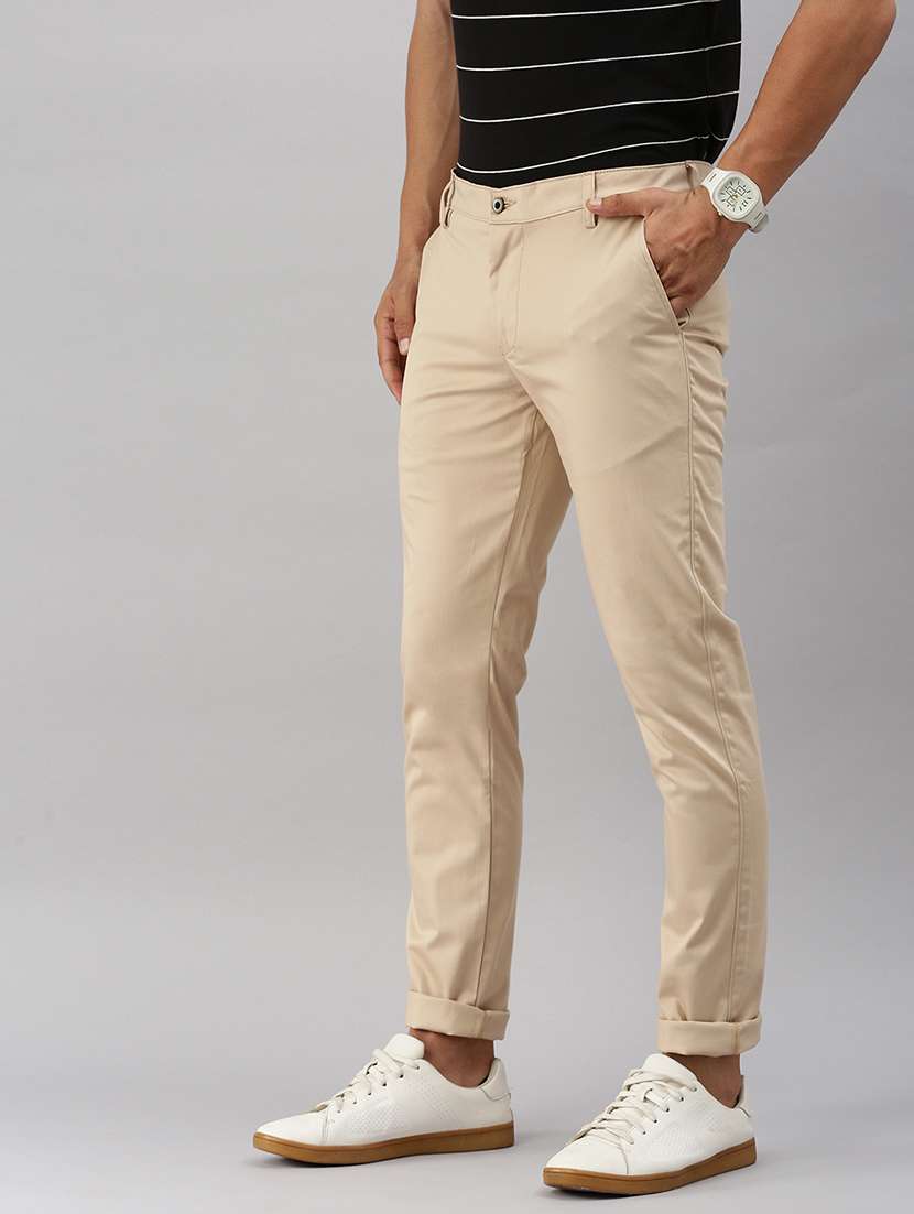 men solid flat front slim fit trouser - 21598235 -  Standard Image - 1