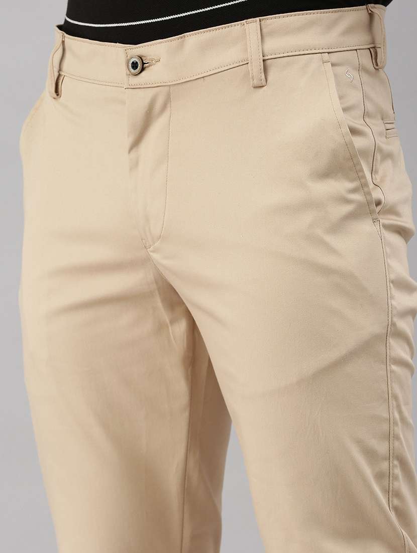 men solid flat front slim fit trouser - 21598235 -  Standard Image - 4