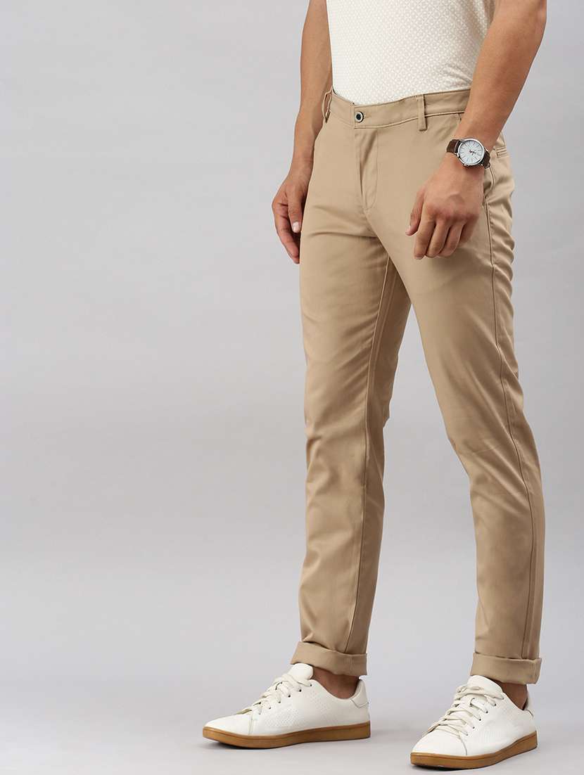 men solid flat front slim fit trouser - 21598236 -  Standard Image - 1