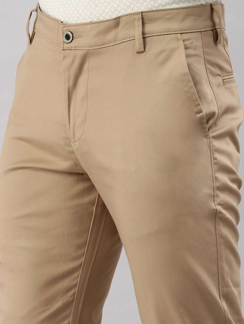men solid flat front slim fit trouser - 21598236 -  Standard Image - 4