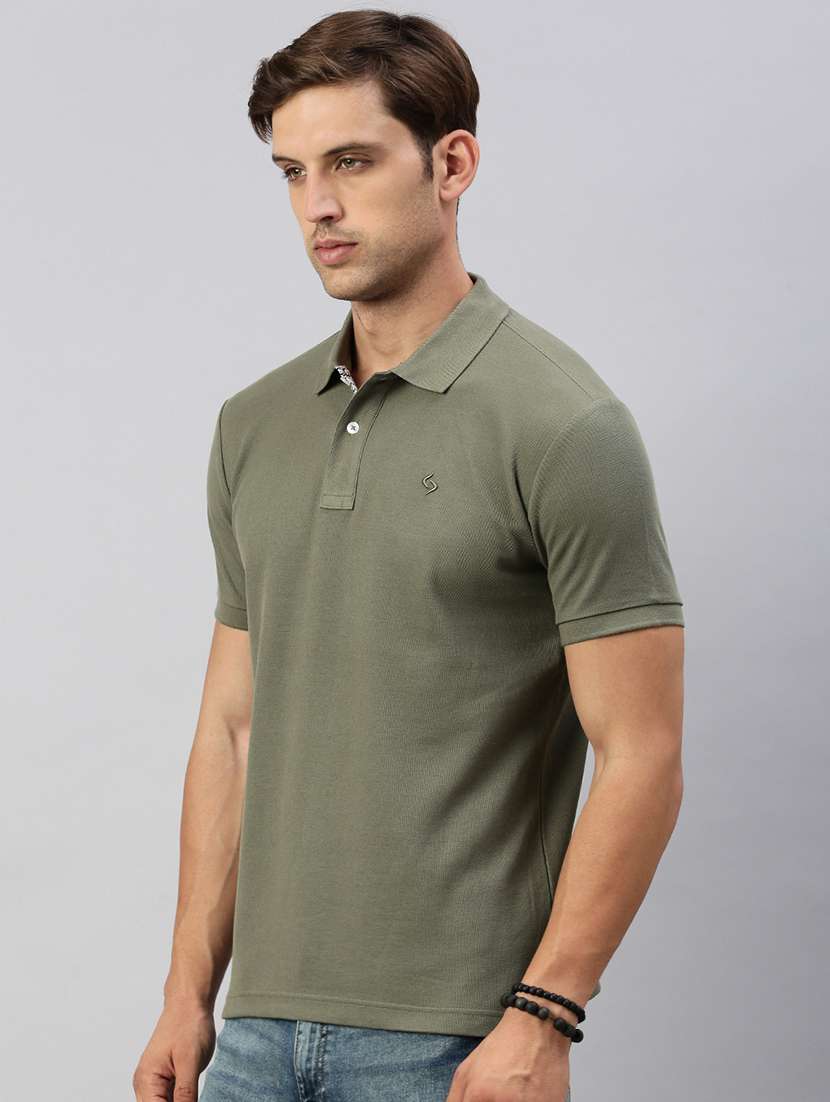 men slim fit short sleeves plain polo t-shirt - 21598241 -  Standard Image - 1