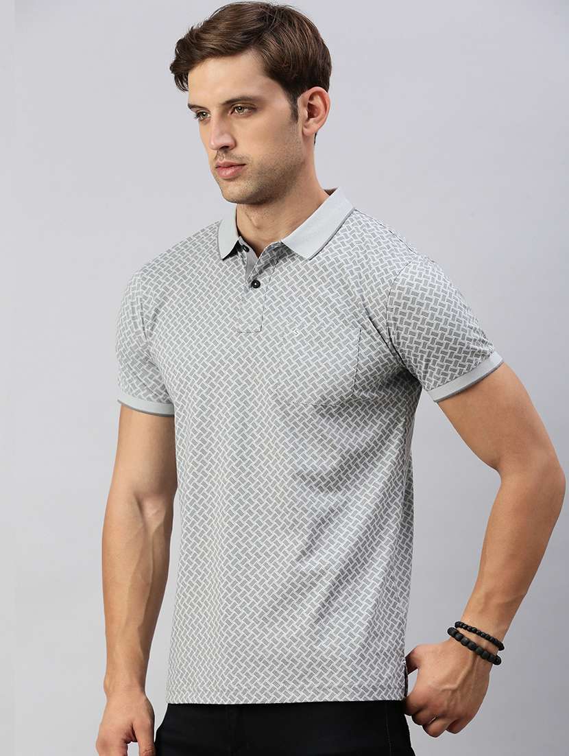 men slim fit printed short sleeve polo t-shirt - 21598249 -  Standard Image - 1