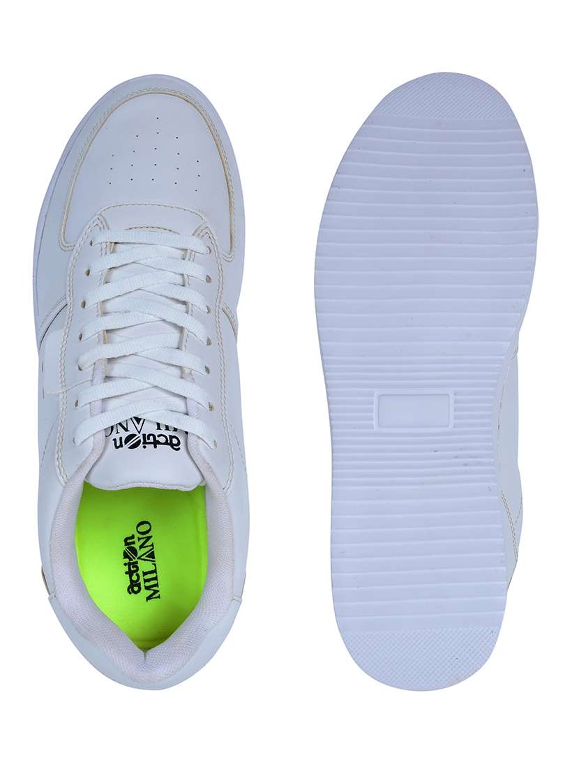men solid lace up sneakers - 21598359 - Standard Image - 4