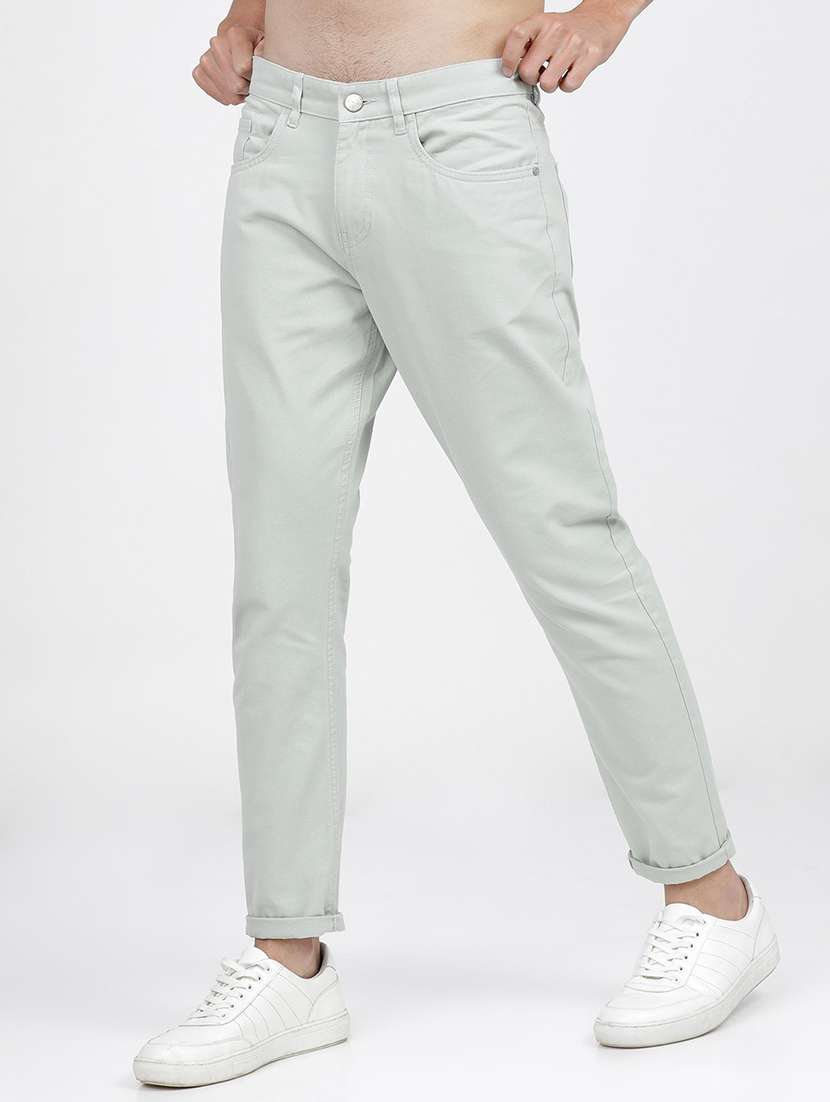 men solid regular fit chinos casual trouser - 21598423 -  Standard Image - 1