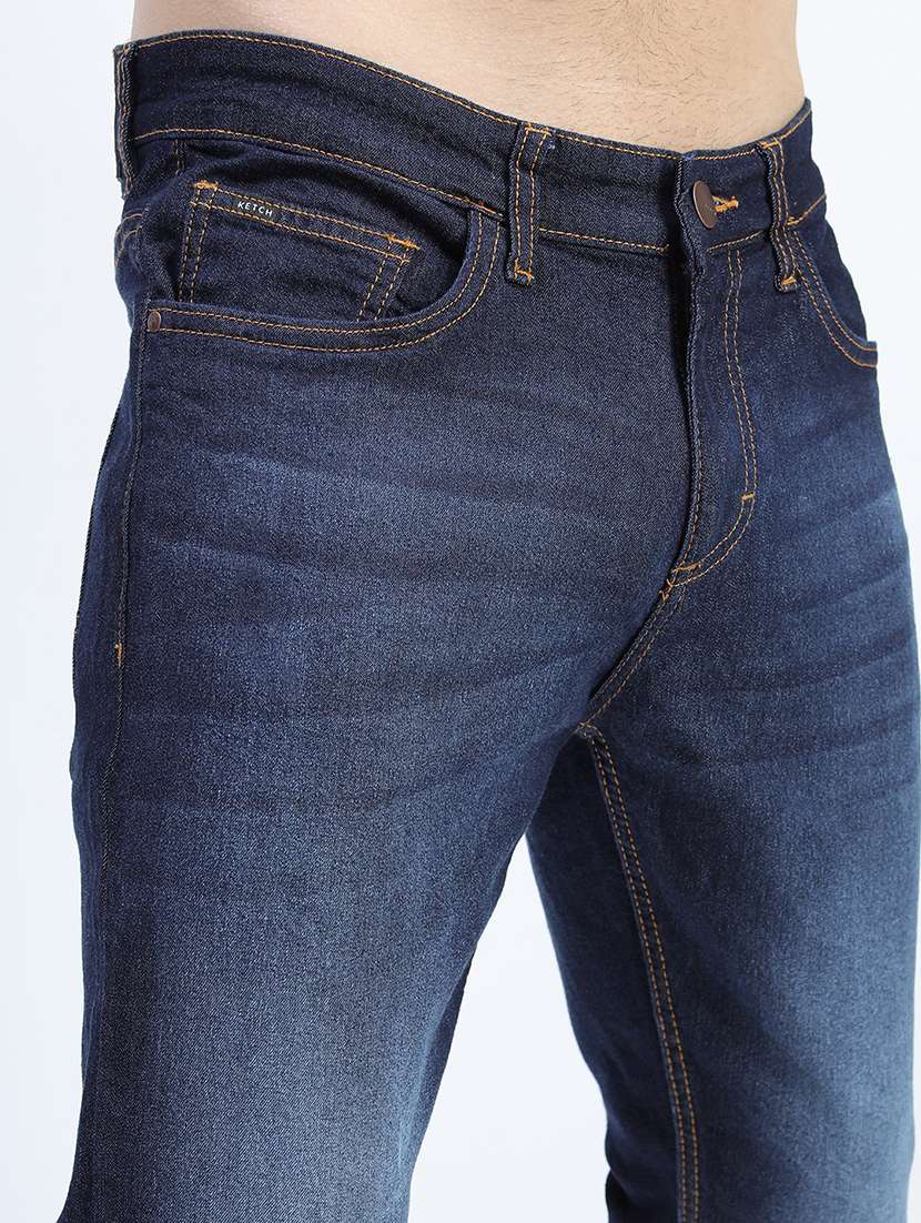 men plain slim fit mid rise jeans - 21598434 -  Standard Image - 4