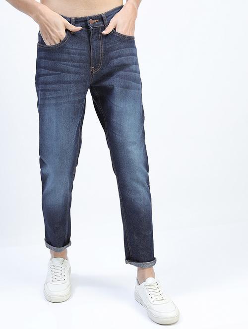 men plain slim fit mid rise jeans - 21598435 - Standard Image - 0
