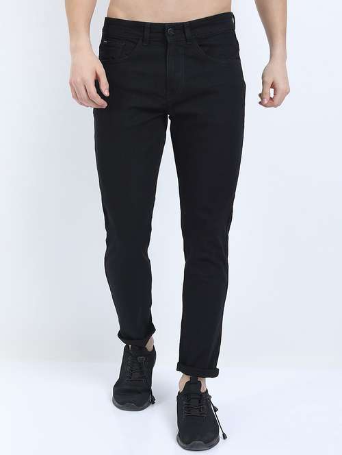 men plain slim fit mid rise jeans - 21598436 -  Standard Image - 0
