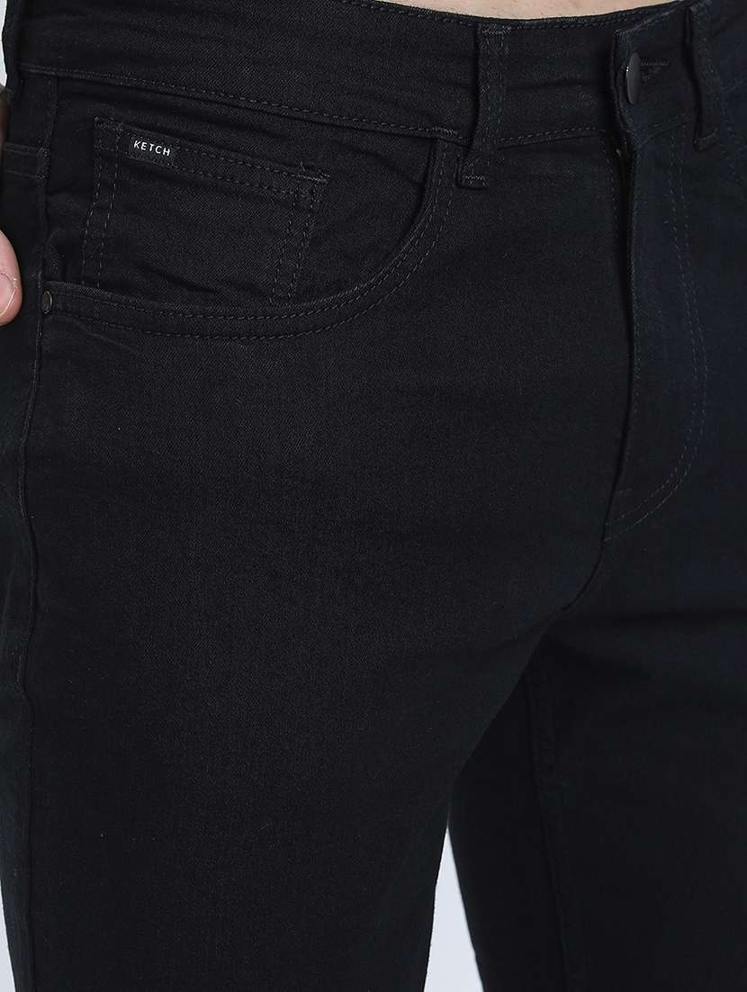 men plain slim fit mid rise jeans - 21598436 -  Standard Image - 4