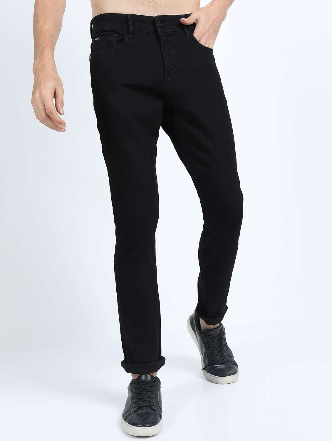 men plain slim fit mid rise jeans - 21598440 - Zoom Image - 0