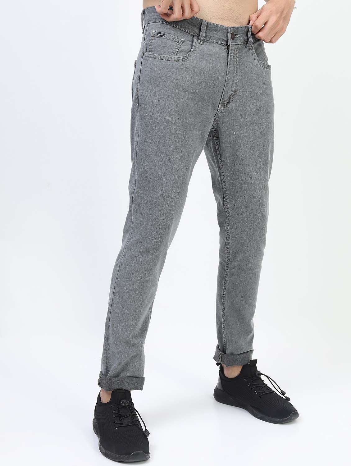 men plain slim fit low rise jeans - 21598444 -  Standard Image - 1