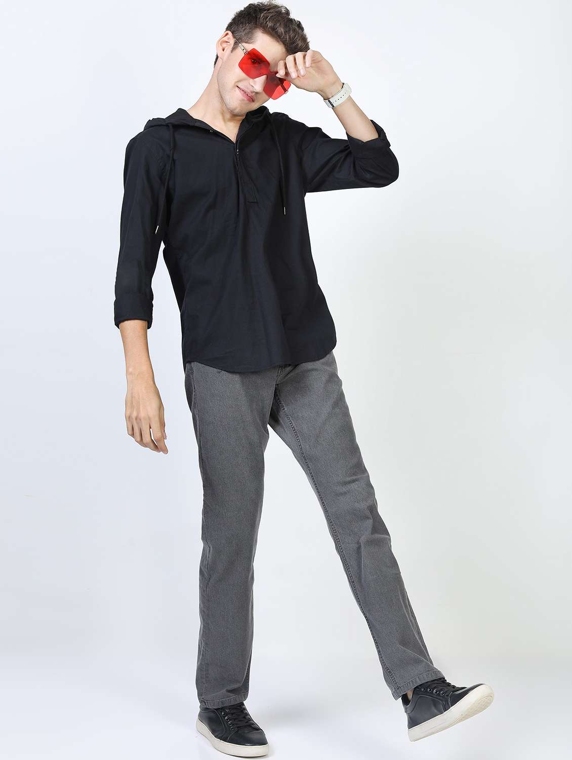 men plain straight fit mid rise jeans - 21598456 -  Standard Image - 4