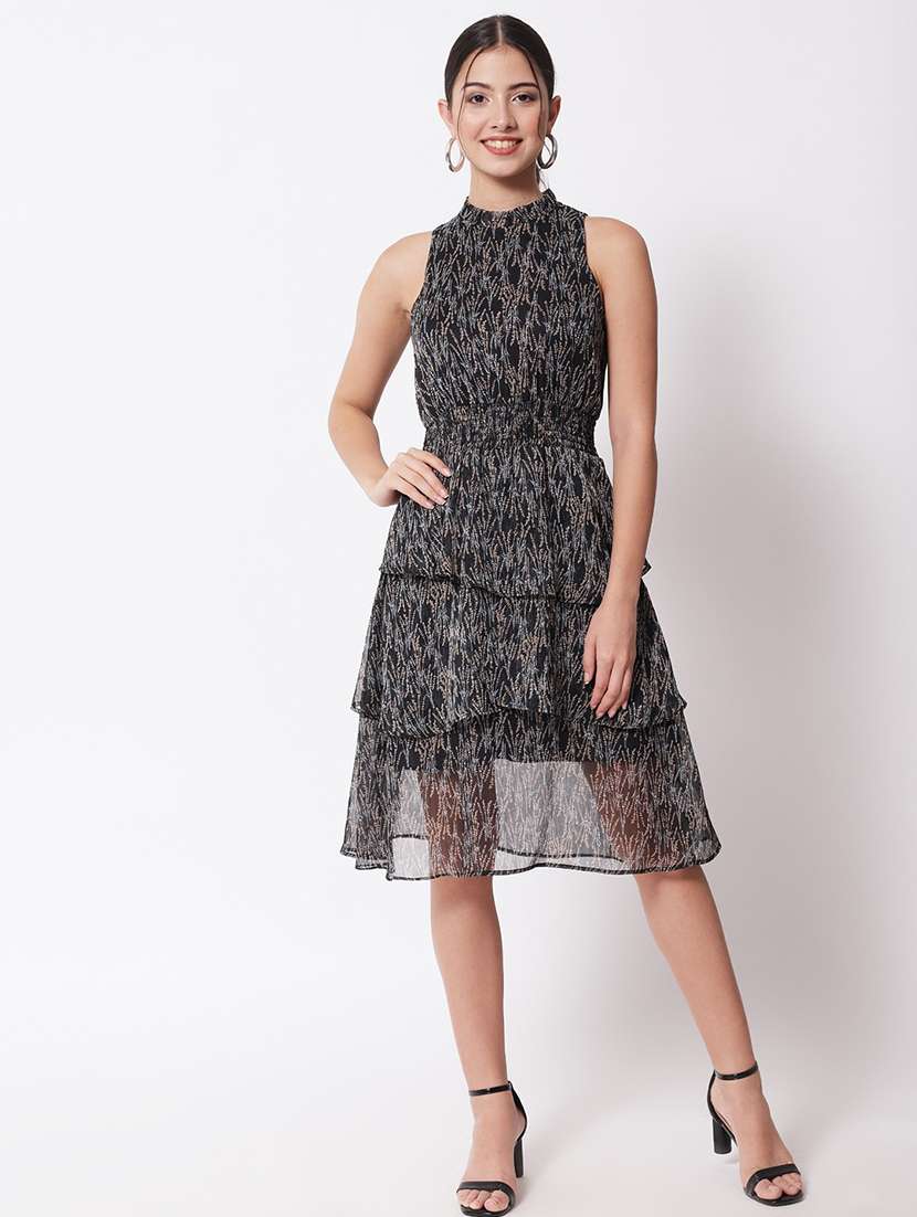 women black printed layered dress - 21598466 -  Standard Image - 4