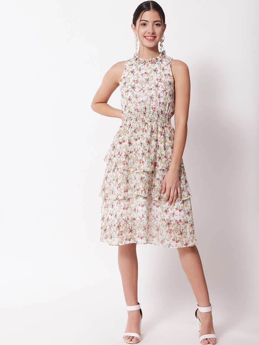 women white floral printed layered dress - 21598467 -  Standard Image - 1