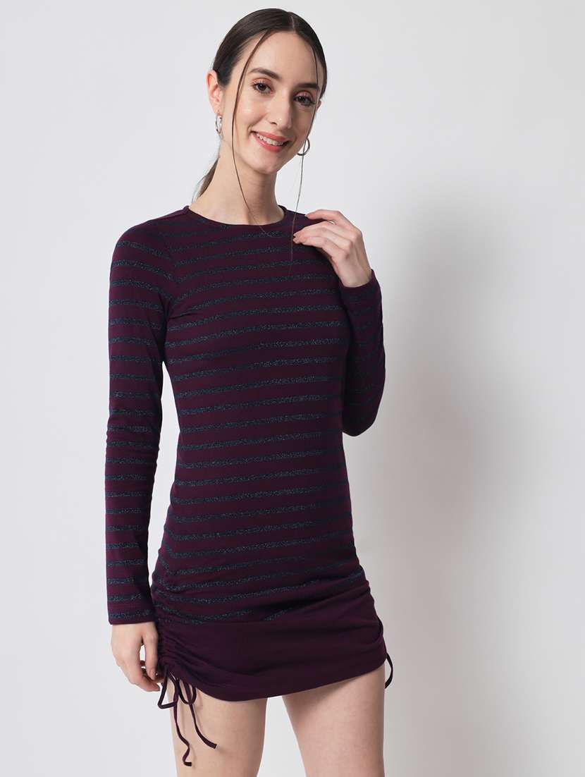 women purple stripes bodycon dress - 21598474 - Standard Image - 1