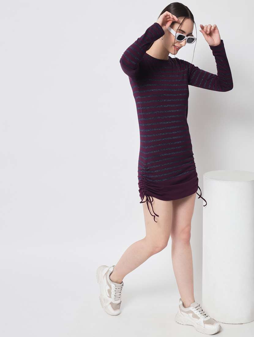 women purple stripes bodycon dress - 21598474 - Standard Image - 4