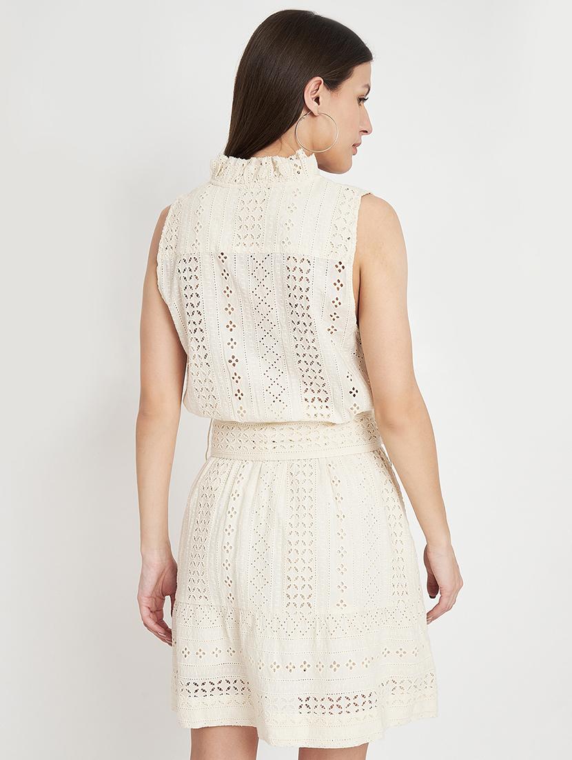 women beige self-designed a-line dress - 21598477 - Standard Image - 1
