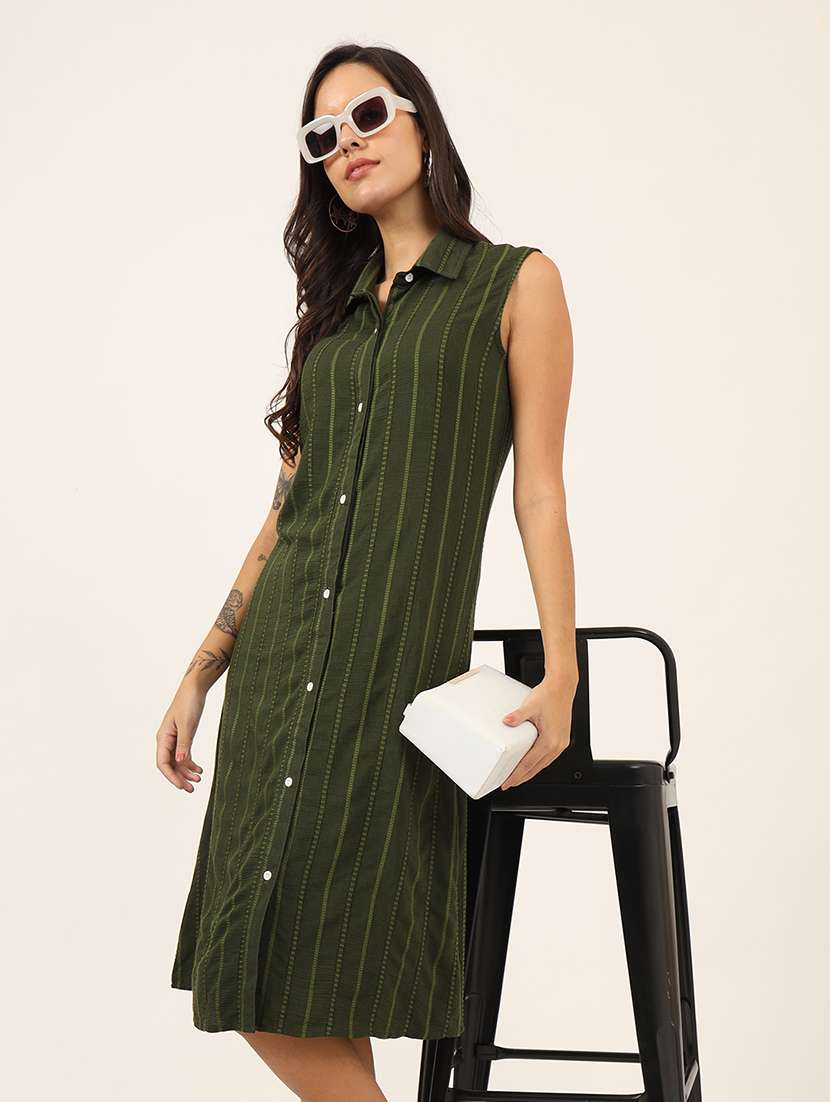 women green stripes shirt dress - 21598499 -  Standard Image - 4