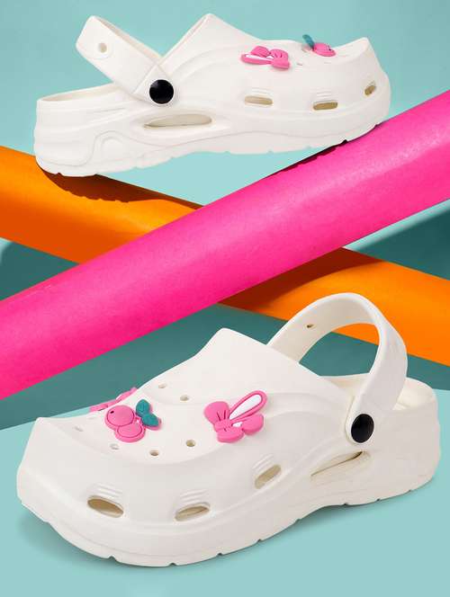 women off white slip on clogs 