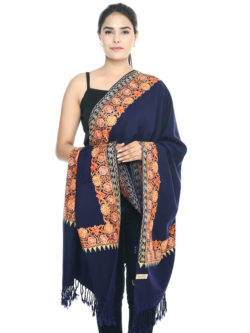 elegant women's shawl with floral embroidery - 21598767 - Standard Image - 1
