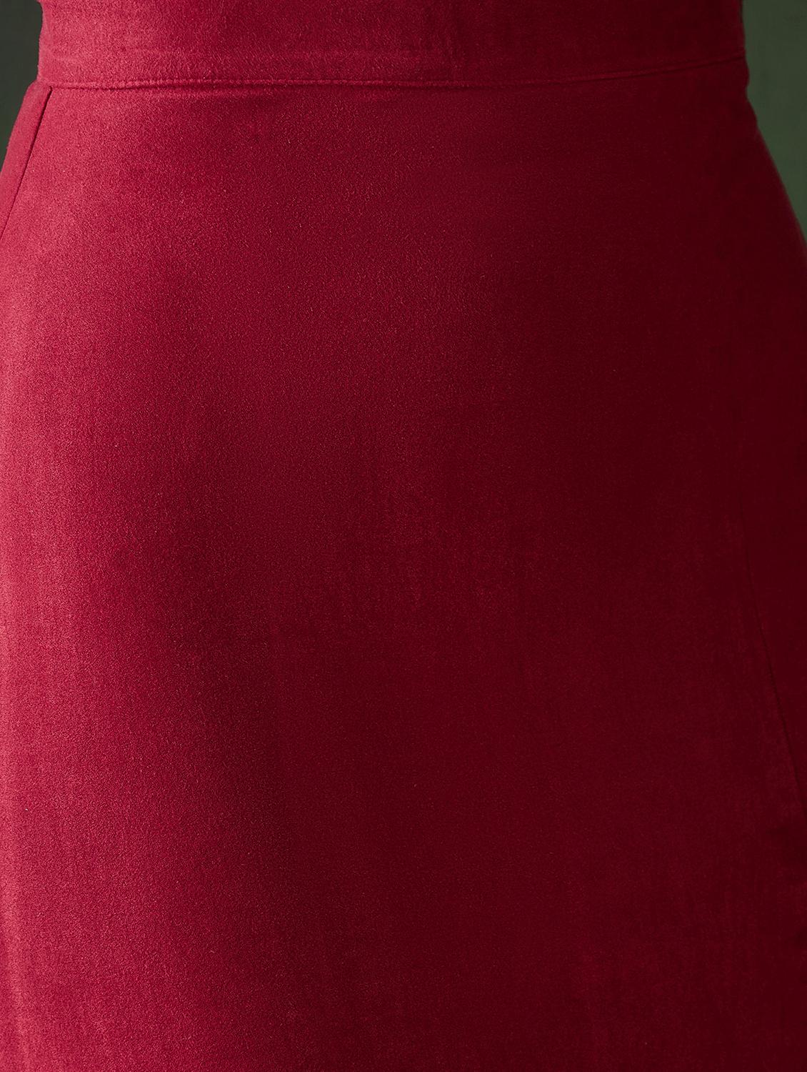women maroon solid straight skirt - 21599026 - Standard Image - 4