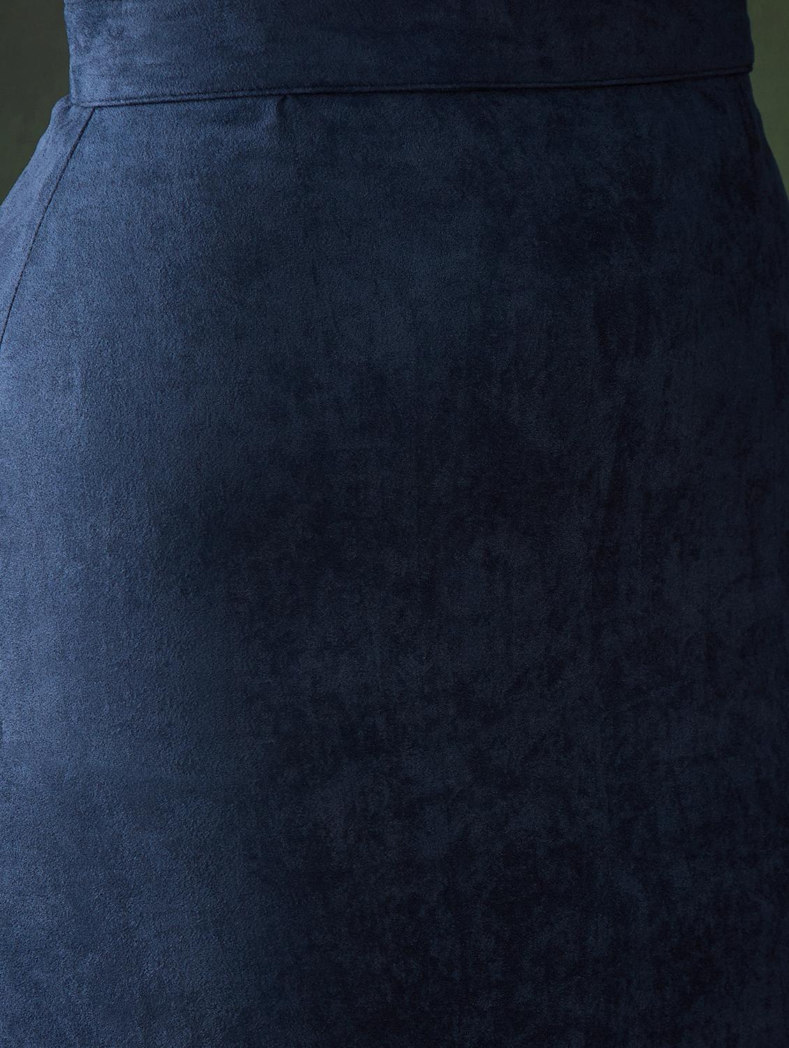women blue solid straight skirt - 21599027 - Standard Image - 4