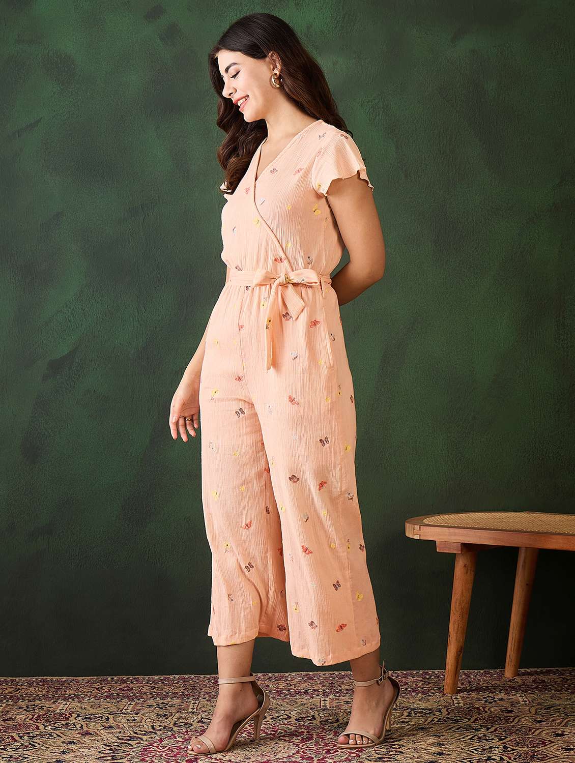 women embroidered short sleeves jumpsuit - 21599029 -  Standard Image - 1