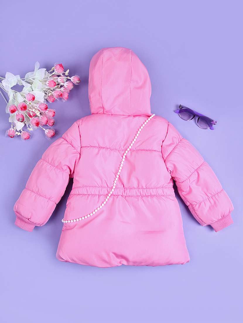 girls pink solid long sleeve quilted jacket - 21599060 -  Standard Image - 1