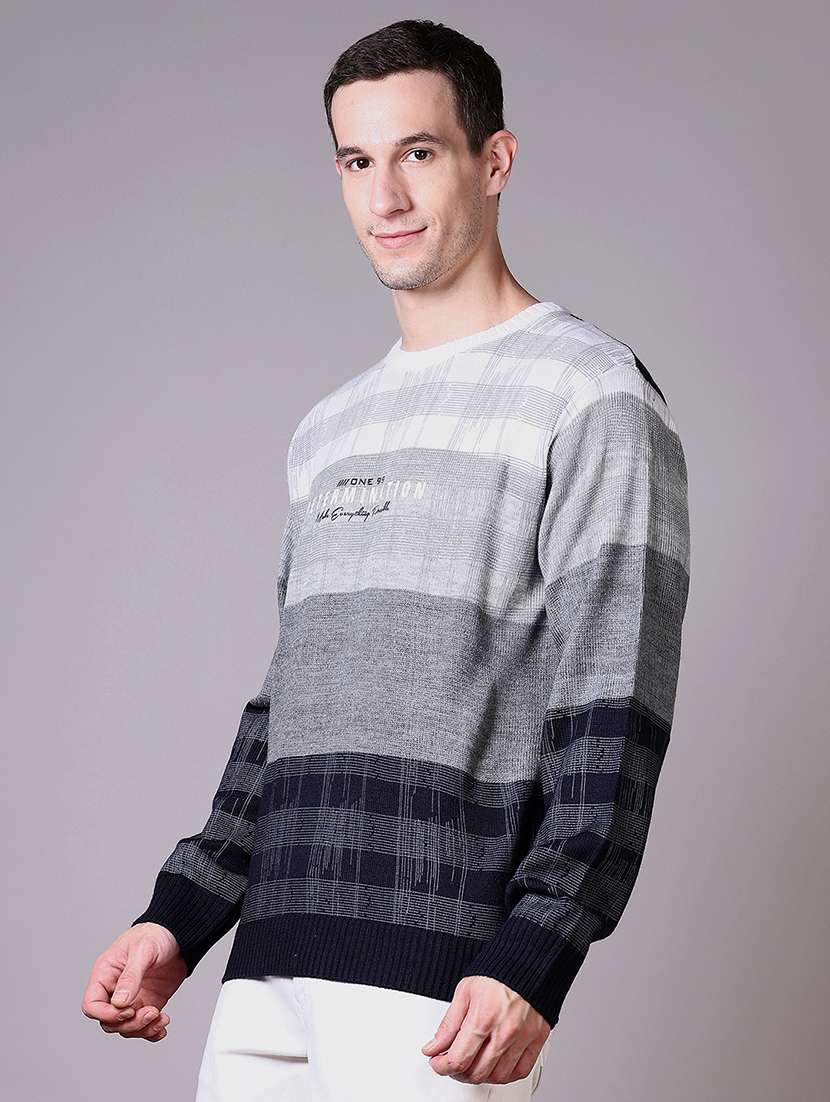 men self design long sleeve pullover sweater - 21599076 -  Standard Image - 1