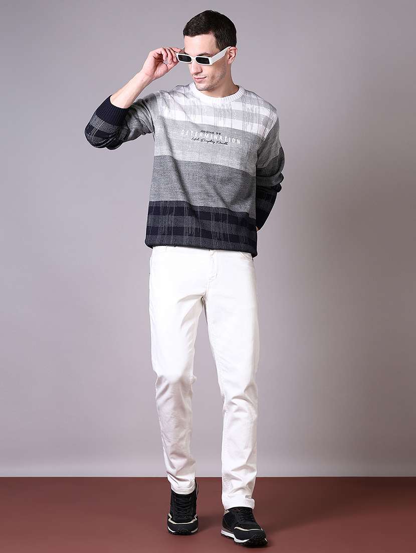 men self design long sleeve pullover sweater - 21599076 -  Standard Image - 4