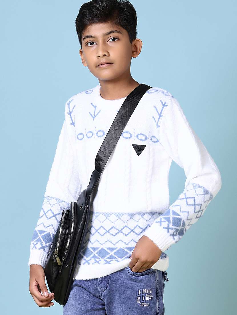 boys self design long sleeve sweater - 21599091 -  Standard Image - 1