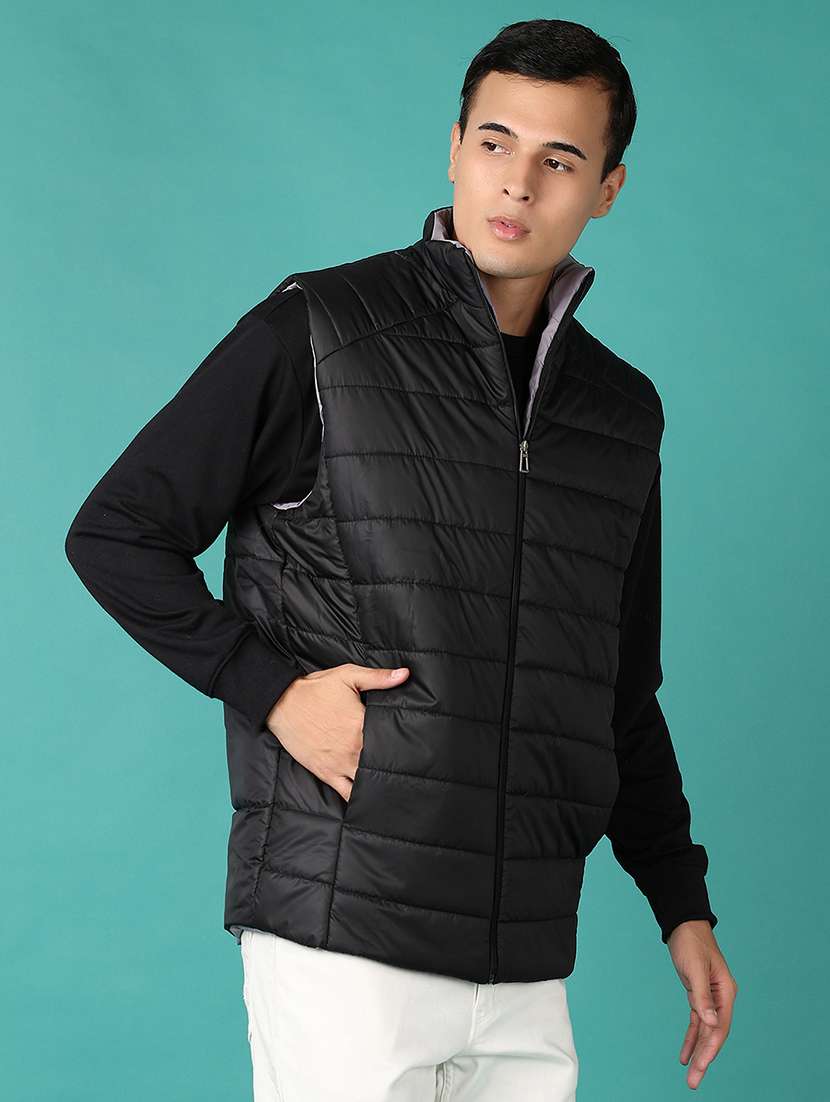 men solid sleeveless reversible bomber jacket - 21599093 -  Standard Image - 1