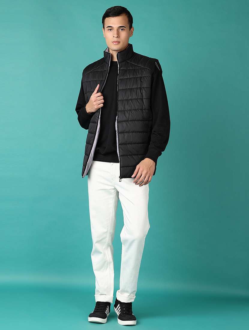 men solid sleeveless reversible bomber jacket - 21599093 -  Standard Image - 4